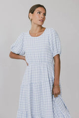 Melina Plaid Midi Dress In Blue - Final Sale