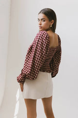 Brinklee Smocked Blouse In Burgundy - Final Sale