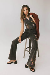 Camille Embroidered Flare Jeans - Final Sale