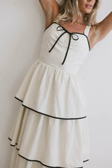 Liza Contrast Trim Dress In Cream - Final Sale