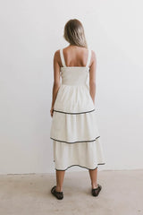 Liza Contrast Trim Dress In Cream - Final Sale