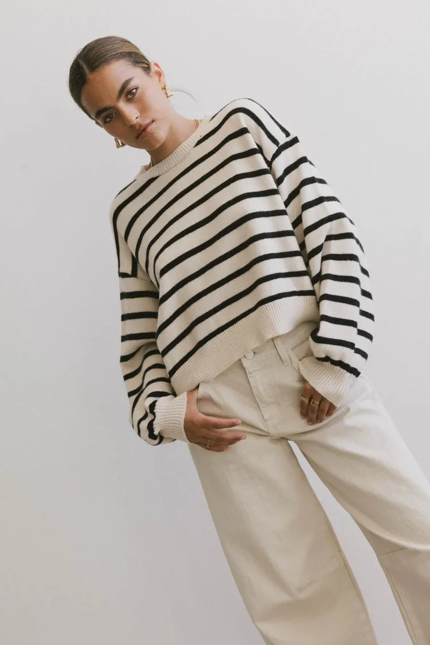 Roelle Striped Sweater In Black - Final Sale