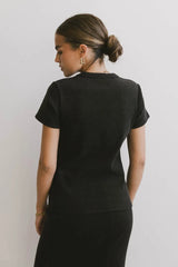 Calais Ribbed Top In Black - Final Sale