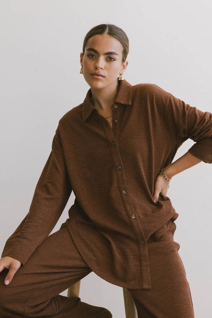 Etta Button Up in Terracotta - FINAL SALE