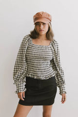 Brinklee Smocked Blouse In Black - Final Sale
