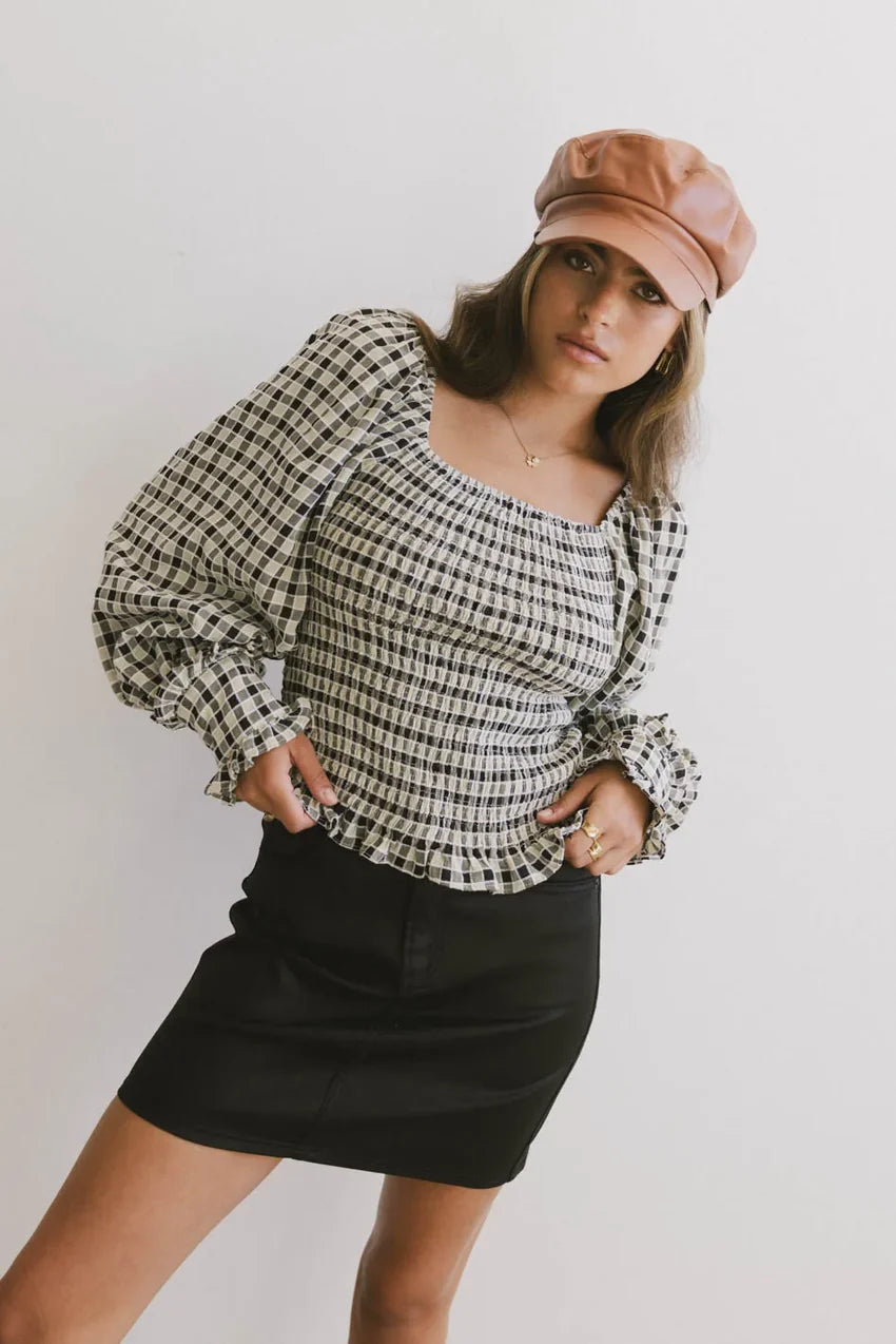 Brinklee Smocked Blouse in Black - FINAL SALE