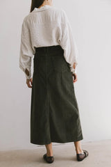 Sambria Corduroy Skirt In Olive - Final Sale