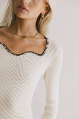 Hazel Ribbed Sweater In Cream - Final Sale