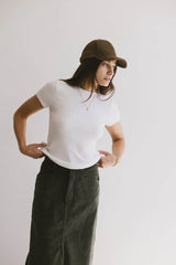 Tara Ribbed Basic Tee In White - Final Sale