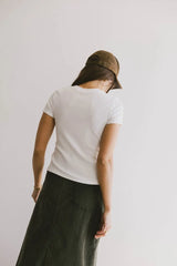 Tara Ribbed Basic Tee In White - Final Sale