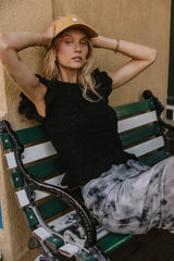 Shelly Ruffled Sweater Top in Black - FINAL SALE