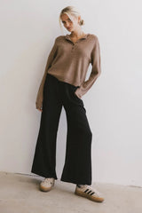 Meli Button Front Knit Sweater In Brown - Final Sale