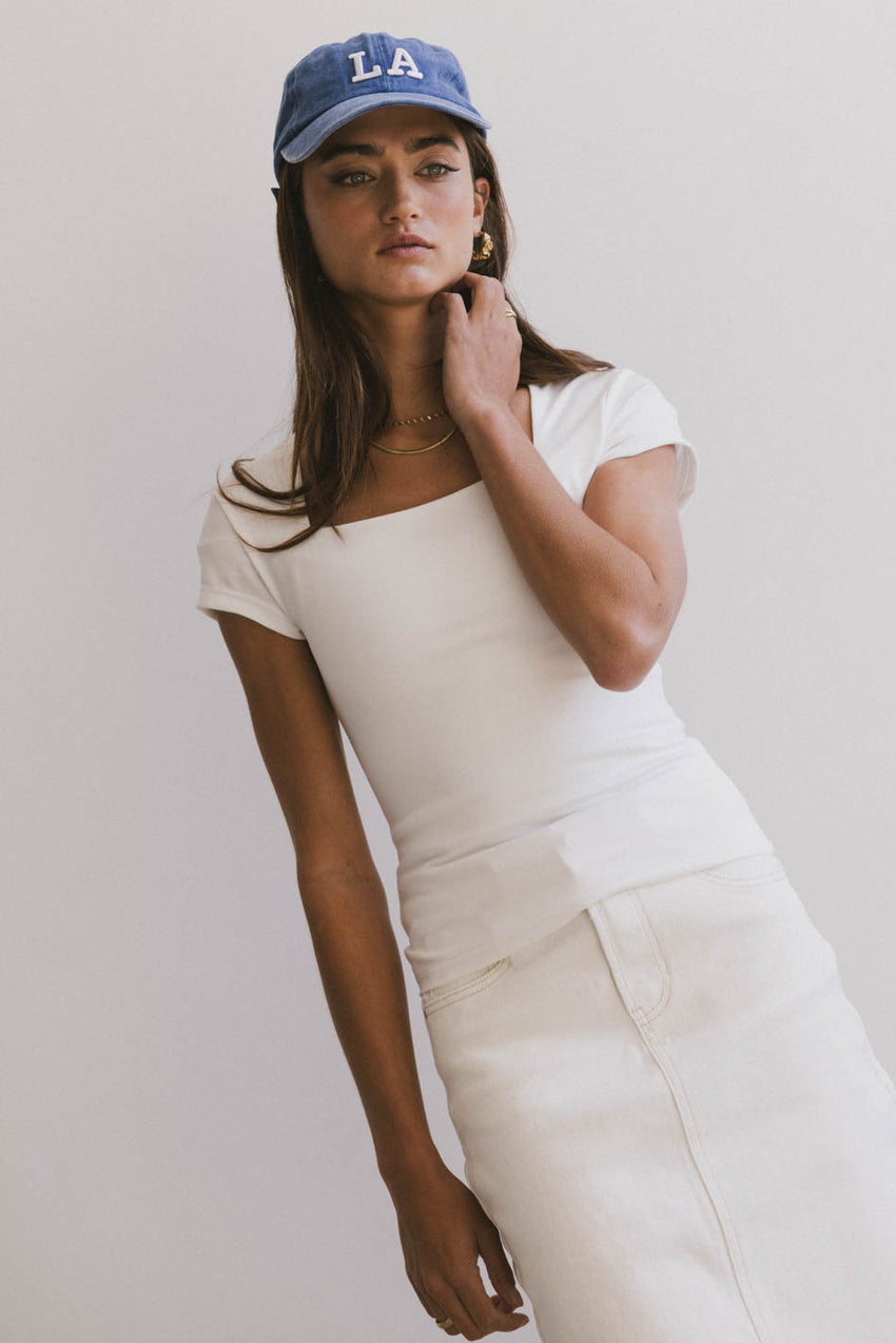 Irene Square Neck Top In Ivory - Final Sale