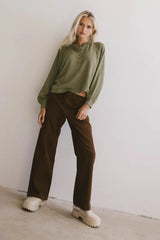 Kami Henley Top In Olive - Final Sale