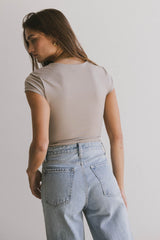 Irene Square Neck Top In Taupe - Final Sale