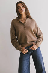 Meli Button Front Knit Sweater In Brown - Final Sale