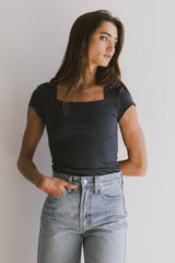 Irene Square Neck Top In Navy - Final Sale
