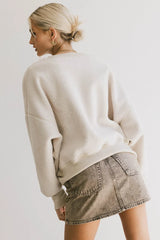 Reversible Sherpa Sweatshirt In Cream - Final Sale