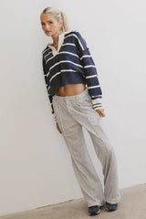 Marina Collared Pullover In Navy - Final Sale