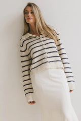 Dolly Striped Knit Cardigan in Navy - FINAL SALE