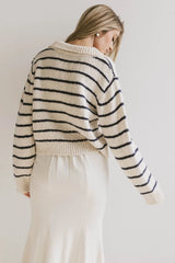 Dolly Striped Knit Cardigan In Navy - Final Sale