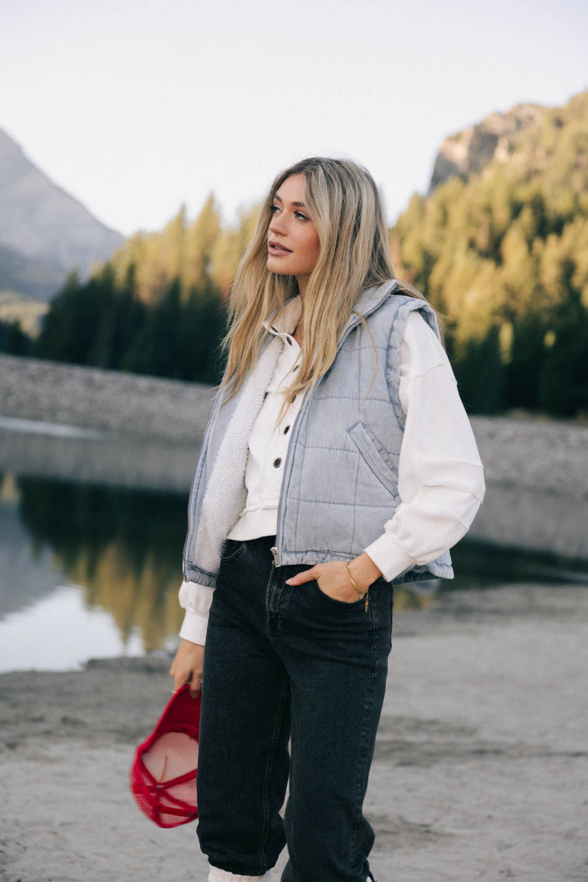 Audren Quilted Denim Vest - Final Sale