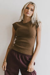 Huxley Cap Sleeve Top In Brown - Final Sale