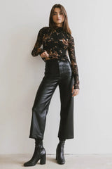 Sadie Wide Leg Pants in Black Leather - FINAL SALE