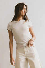 Opal Ribbed Tee in Ecru - FINAL SALE