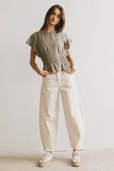 Whit Smocked Blouse In Olive - Final Sale
