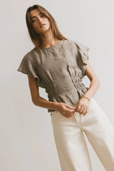 Whit Smocked Blouse In Olive - Final Sale