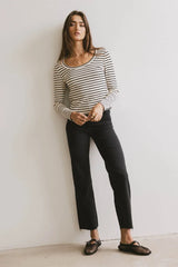 Bodie Ribbed Top In Beige - Final Sale