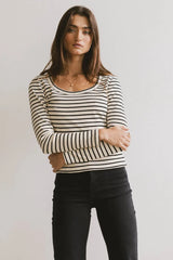 Bodie Ribbed Top In Beige - Final Sale