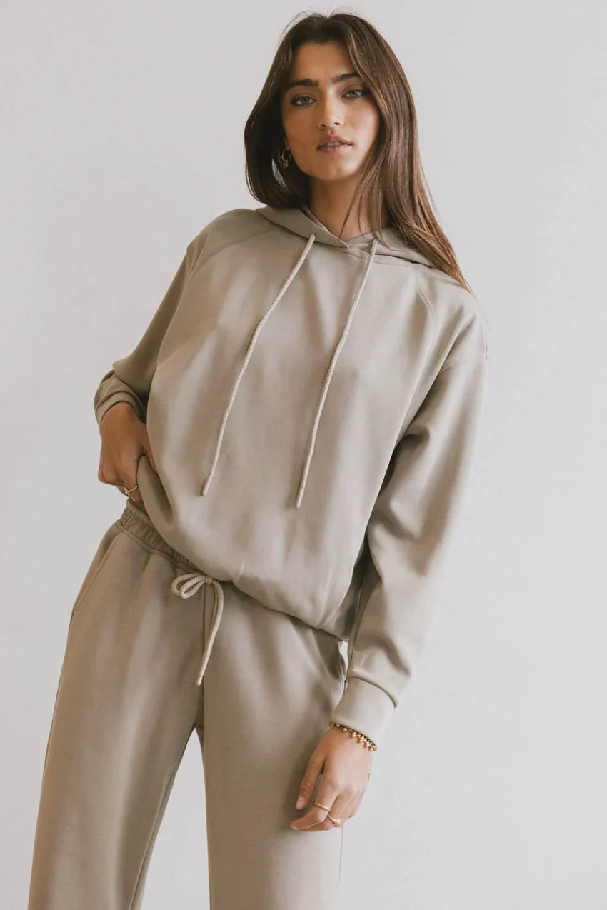 Flow State Pullover Hoodie in Taupe - FINAL SALE