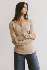 Ivanna Henley Top In Taupe - Final Sale