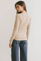 Ivanna Henley Top In Taupe - Final Sale