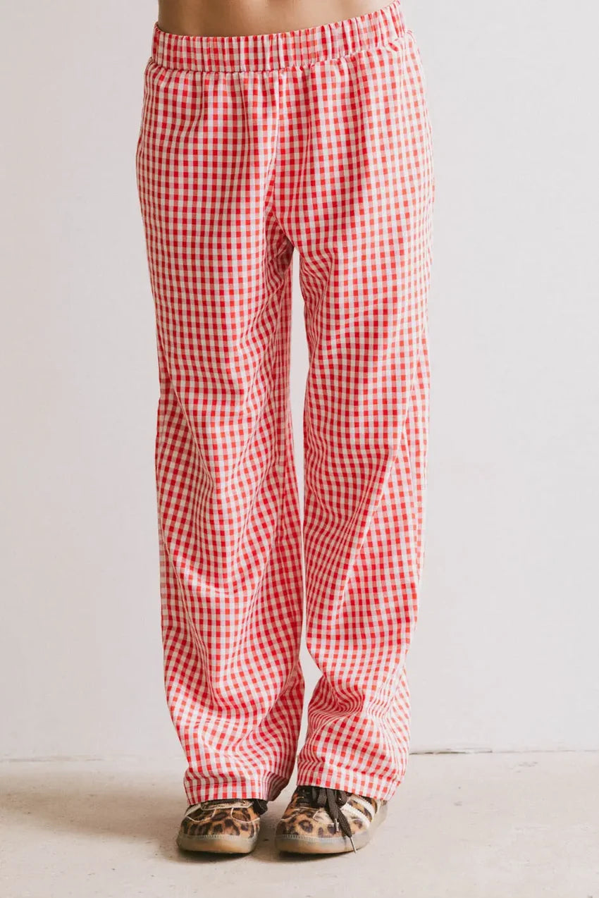 Romero Gingham Pants In Red - Final Sale
