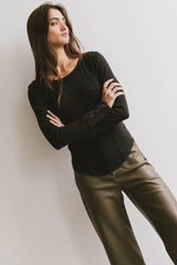 Sailor Ribbed Top In Black - Final Sale