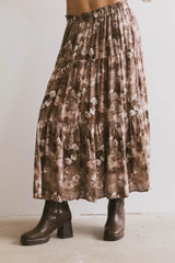 Maxine Floral Skirt In Brown - Final Sale