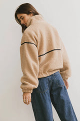 Gabby Fleece Zip Up In Tan