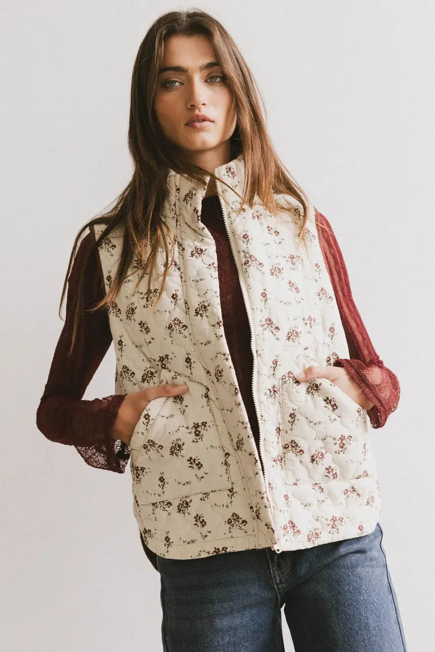 Fletcher Quilted Floral Vest - Final Sale