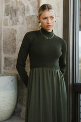 Zeda Midi Dress In Olive - Final Sale