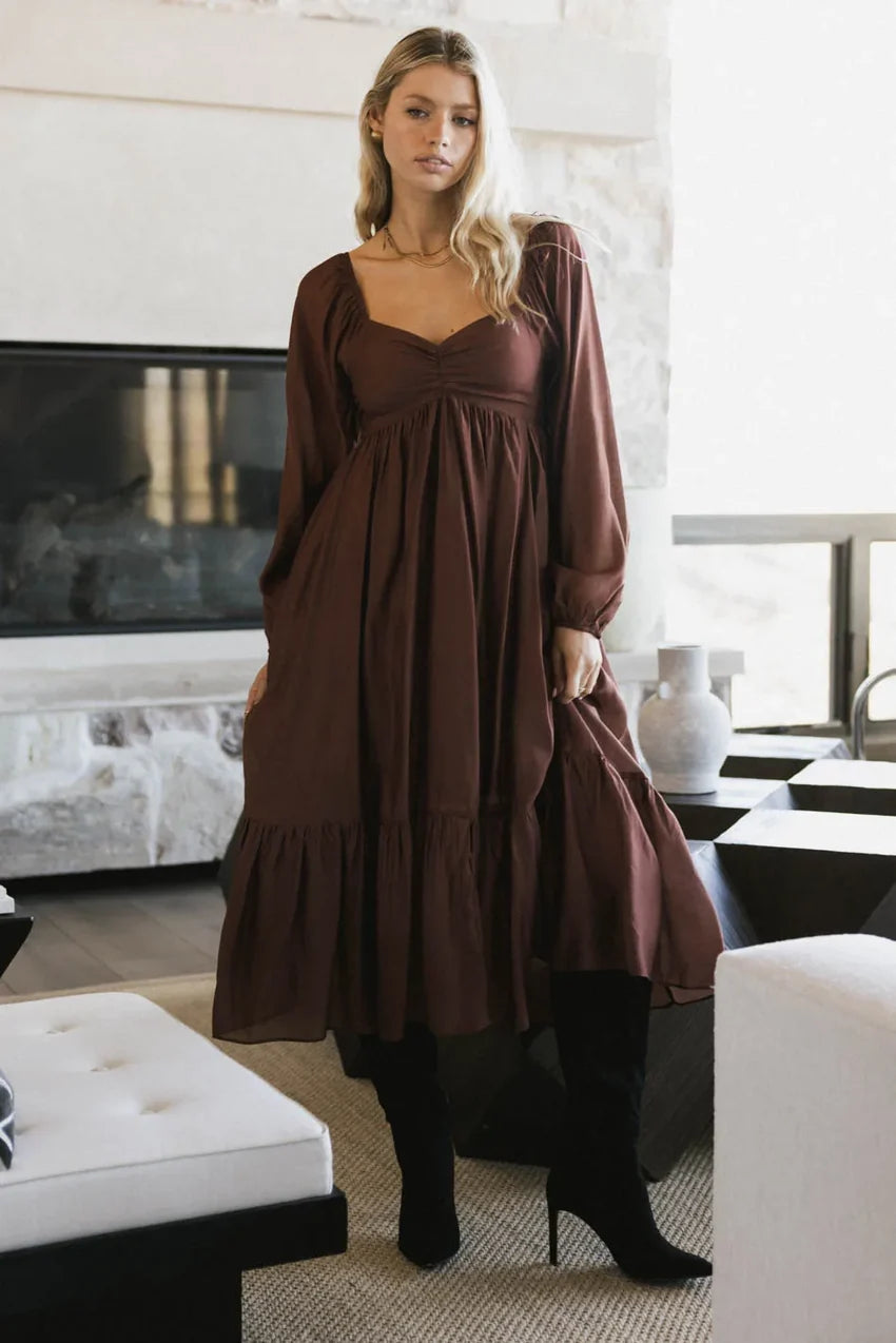 Rael Midi Dress In Brown - Final Sale