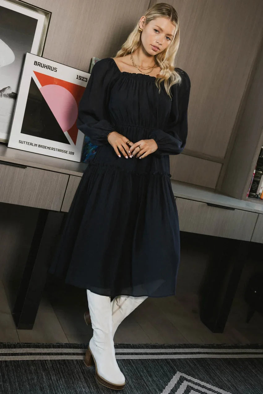 Finnian Midi Dress In Navy - Final Sale