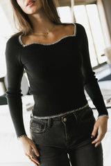 Hazel Ribbed Sweater In Black - Final Sale