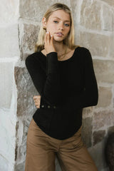 Sailor Ribbed Top In Black - Final Sale