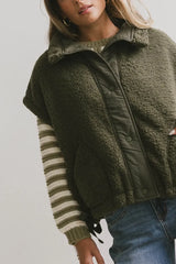 Johanna Sherpa Vest In Olive - Final Sale