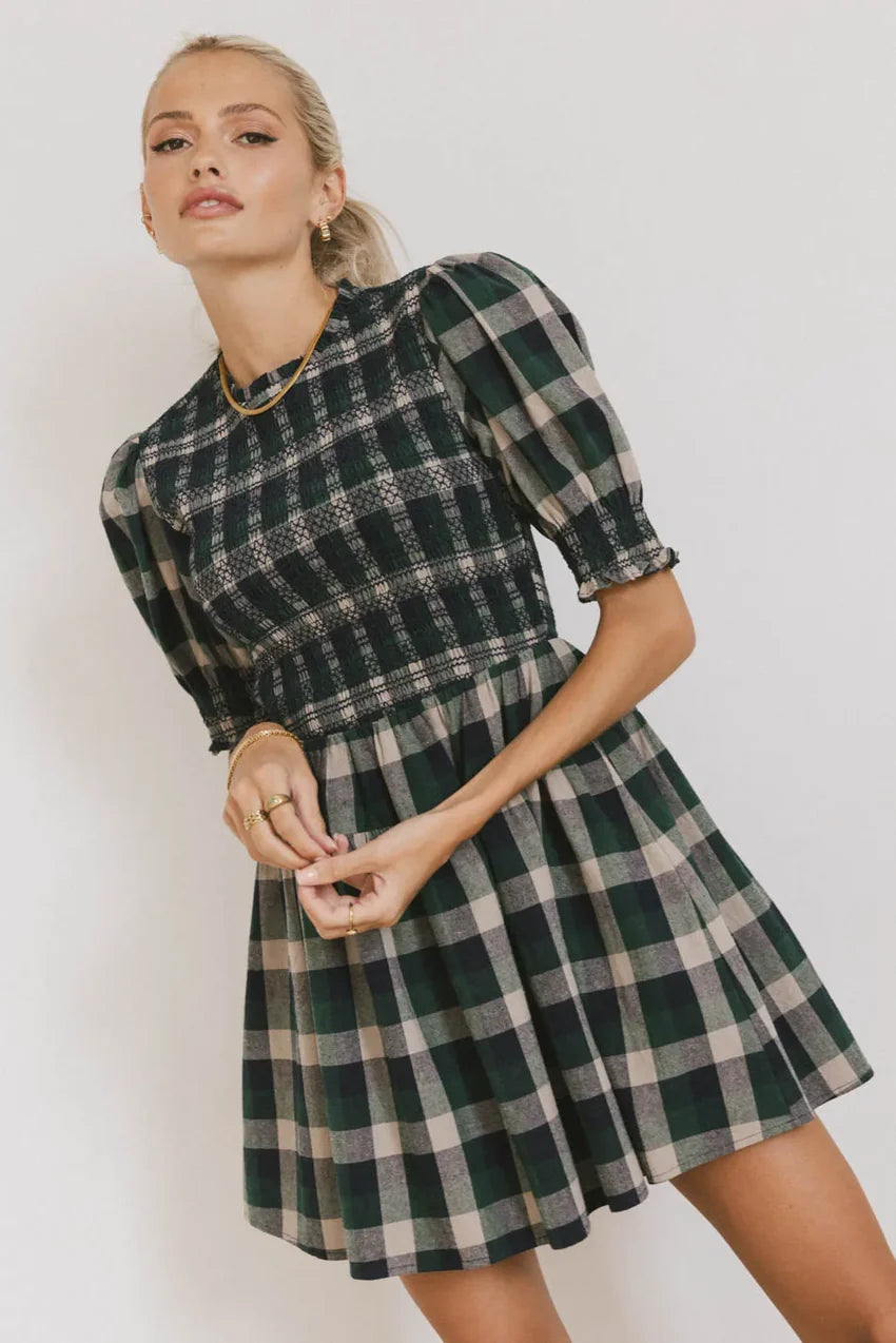 Emmett Plaid Smocked Mini Dress - Final Sale