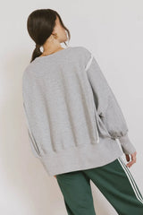 Varsity Distressed Top In Grey - Final Sale