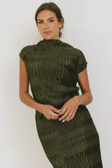 Dream Textured Top In Dark Moss - Final Sale